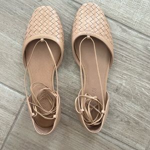 New Madewell The Celina Woven Leather Lace Up Flats size 8